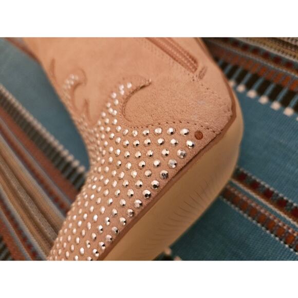 JustFab Pink Blush Southern Girl Rhinestone Stiletto Bootie Size 10 Booties - Picture 7 of 14